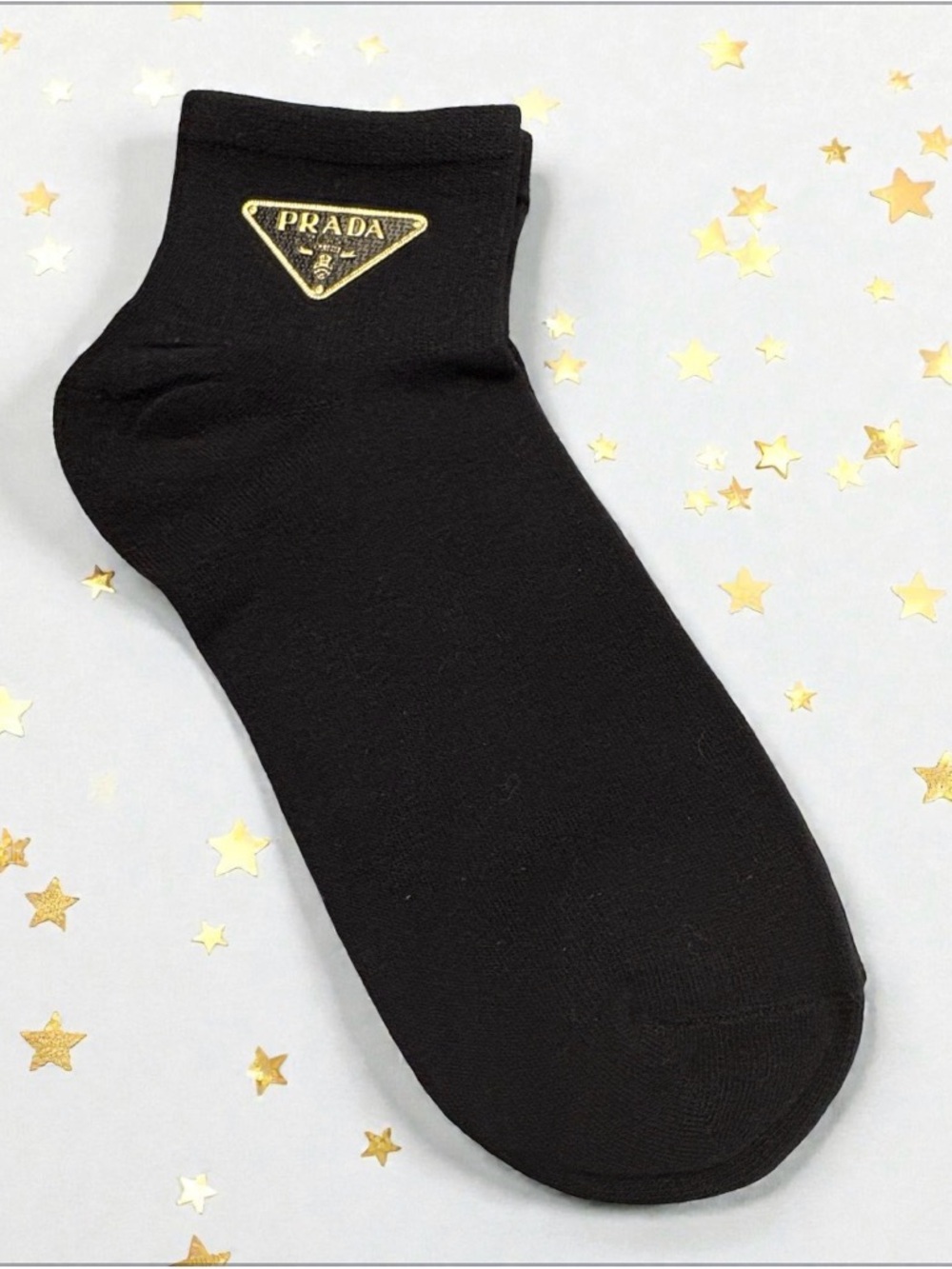 Black Ankle Socks with Gold Logo